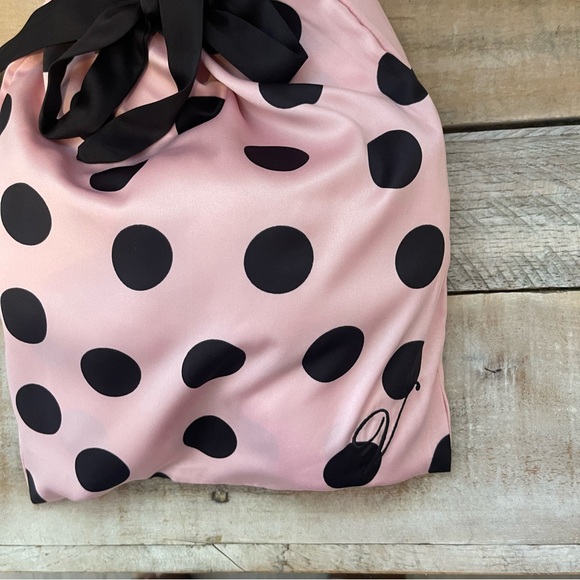 Victoria's Secret Signature Satin Slippers Polka Dot with Faux Fur - Picture 4 of 11